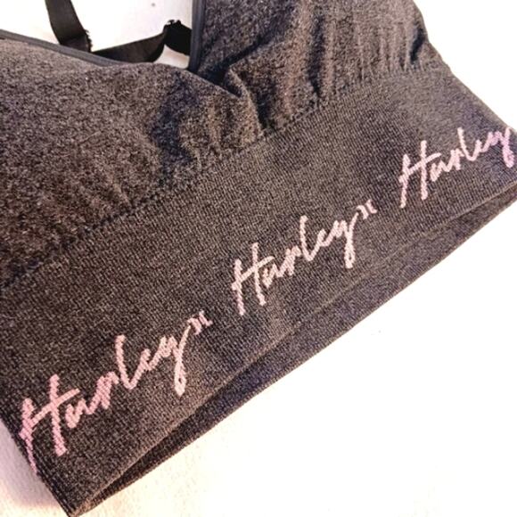 Hurley Signature Sports Bra Size LGRAY Crisscross Back Beach Adjustable Padded - Picture 2 of 11